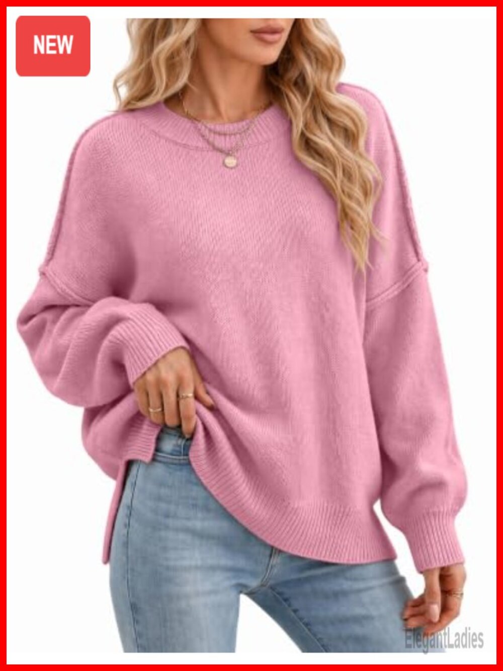 Oversized Batwing Sweater Pullover Knit Top Fall Outfit